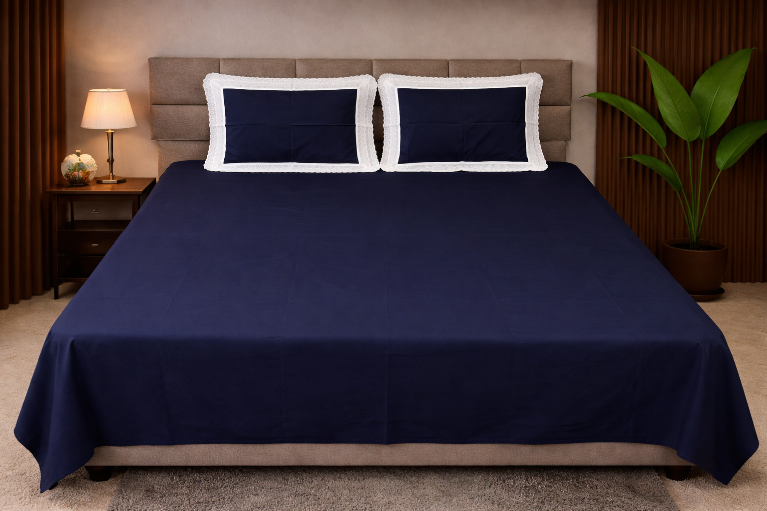 Royal Blue Cotton Bedsheet Set (400 TC)