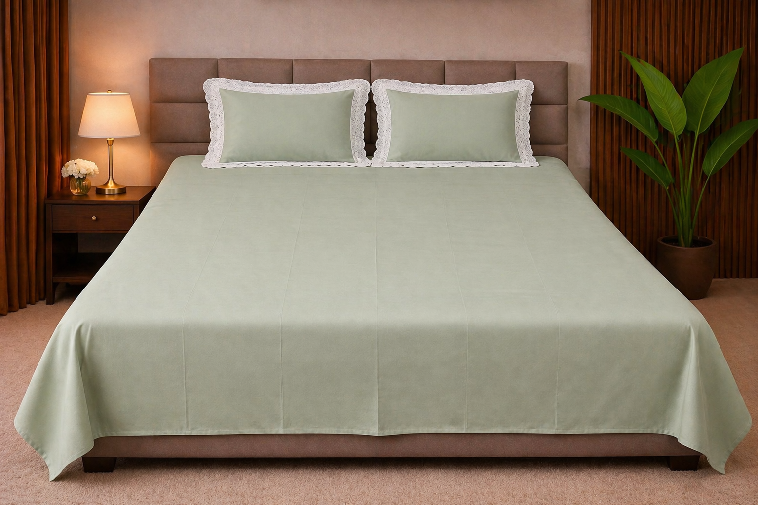 Pastel Green Cotton Bedsheet Set (400 TC)