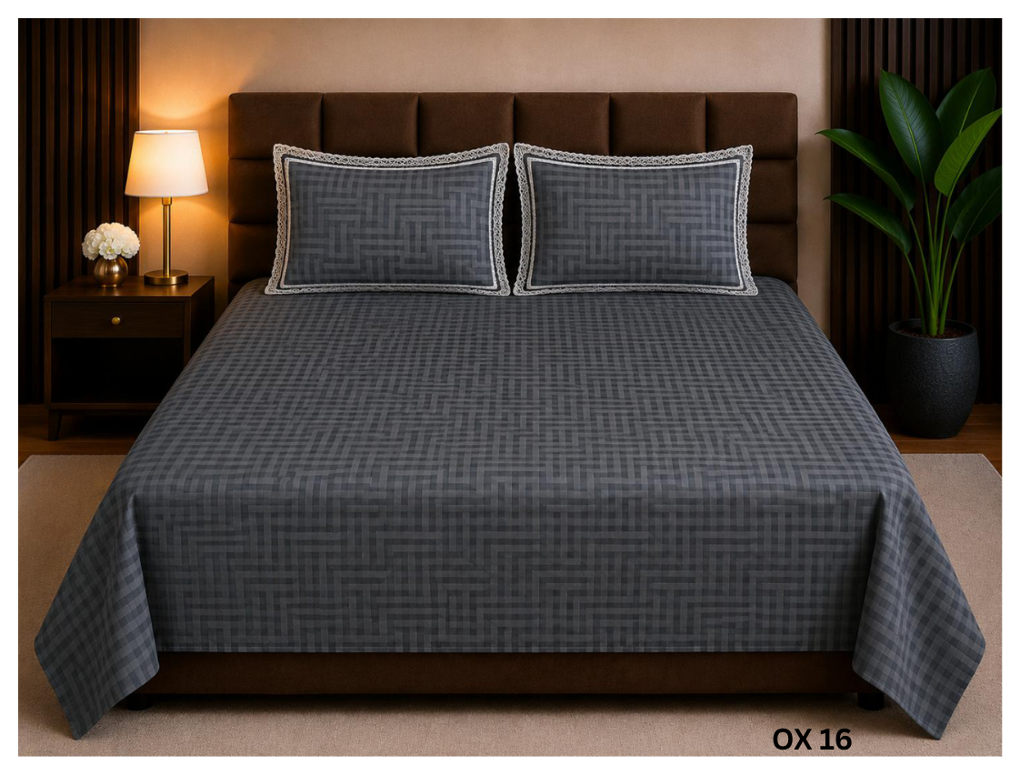Elegant Grey Double Bedsheet Set (400 TC Cotton)