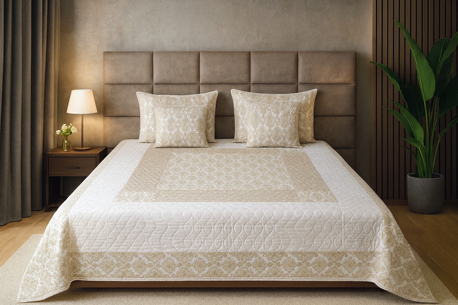 Elegant Beige Bedcover Set