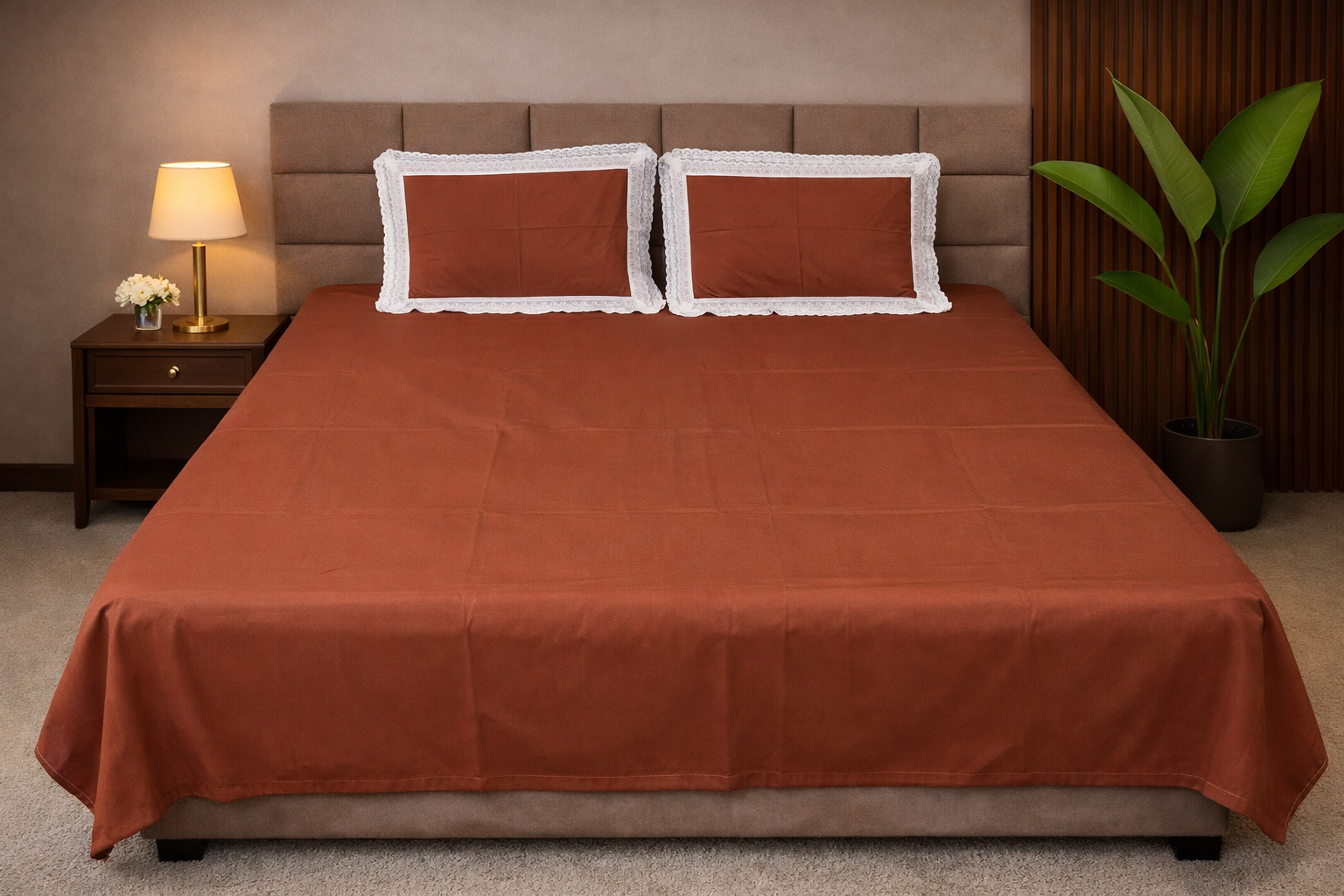 Rust Bedsheet Set (400 TC)