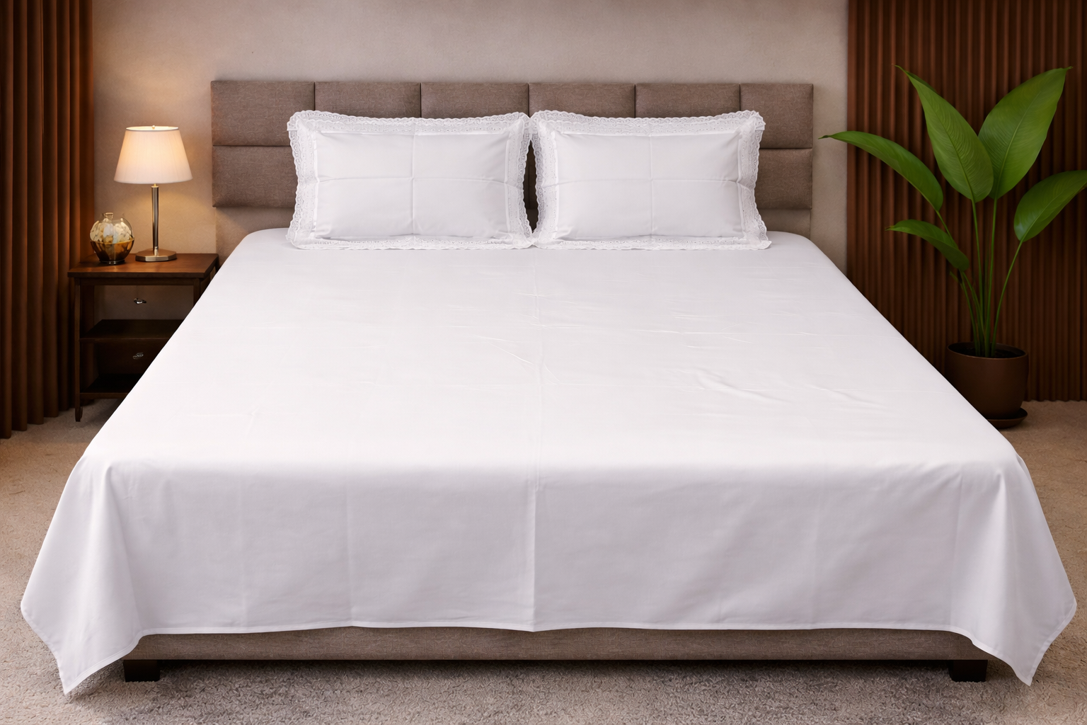 Luxury Pearl White Bedsheet Set (400 TC)