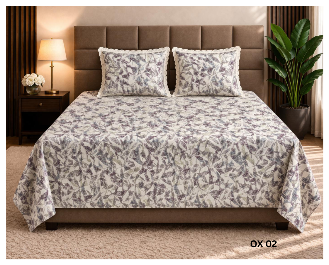 Botanical Elegance Bedsheet Set (400 TC Cotton)