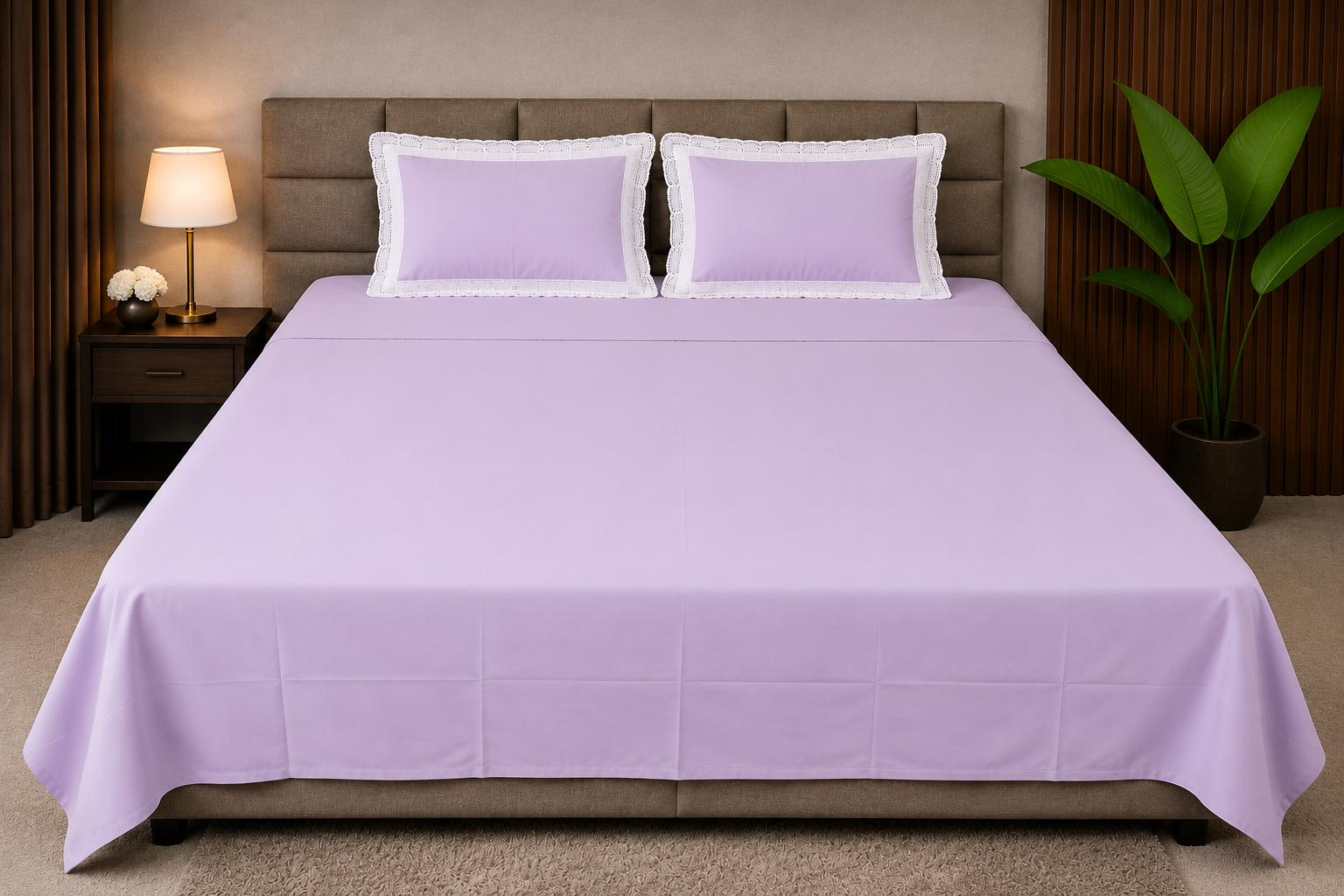 Lavender Cotton Bedsheet Set (400 TC)