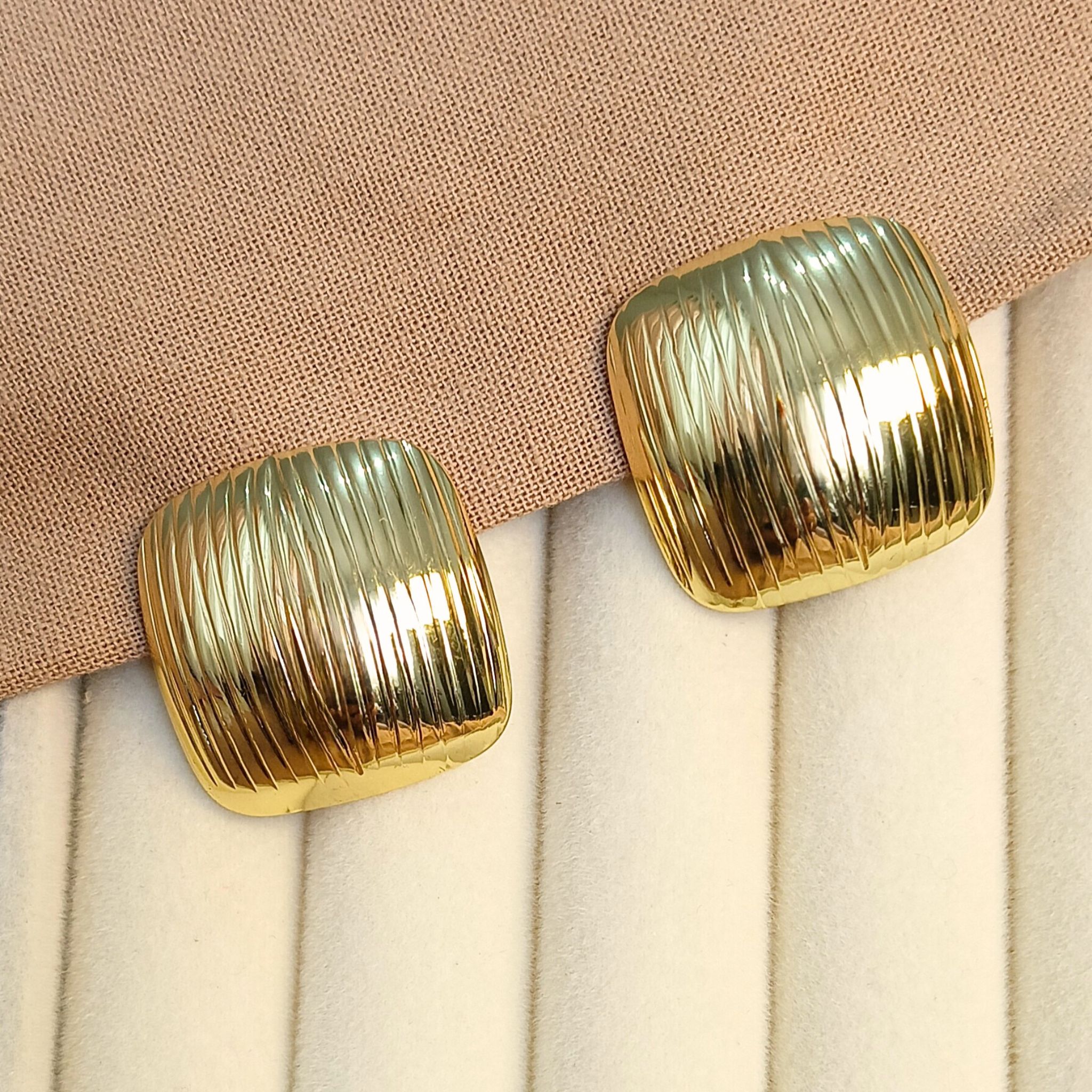 Bold Textured Vintage Retro Square Earrings