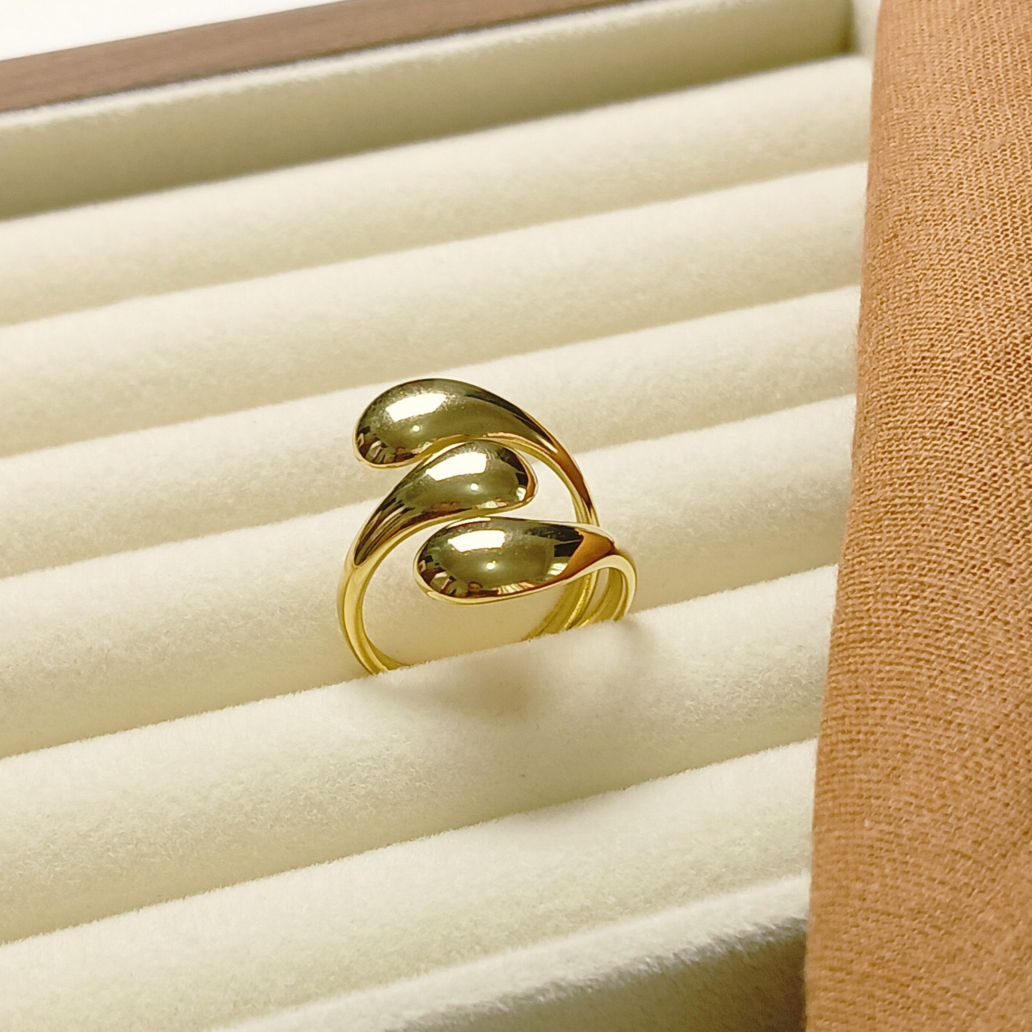 3 Drop Elegant 18K Gold Plated Statement Ring
