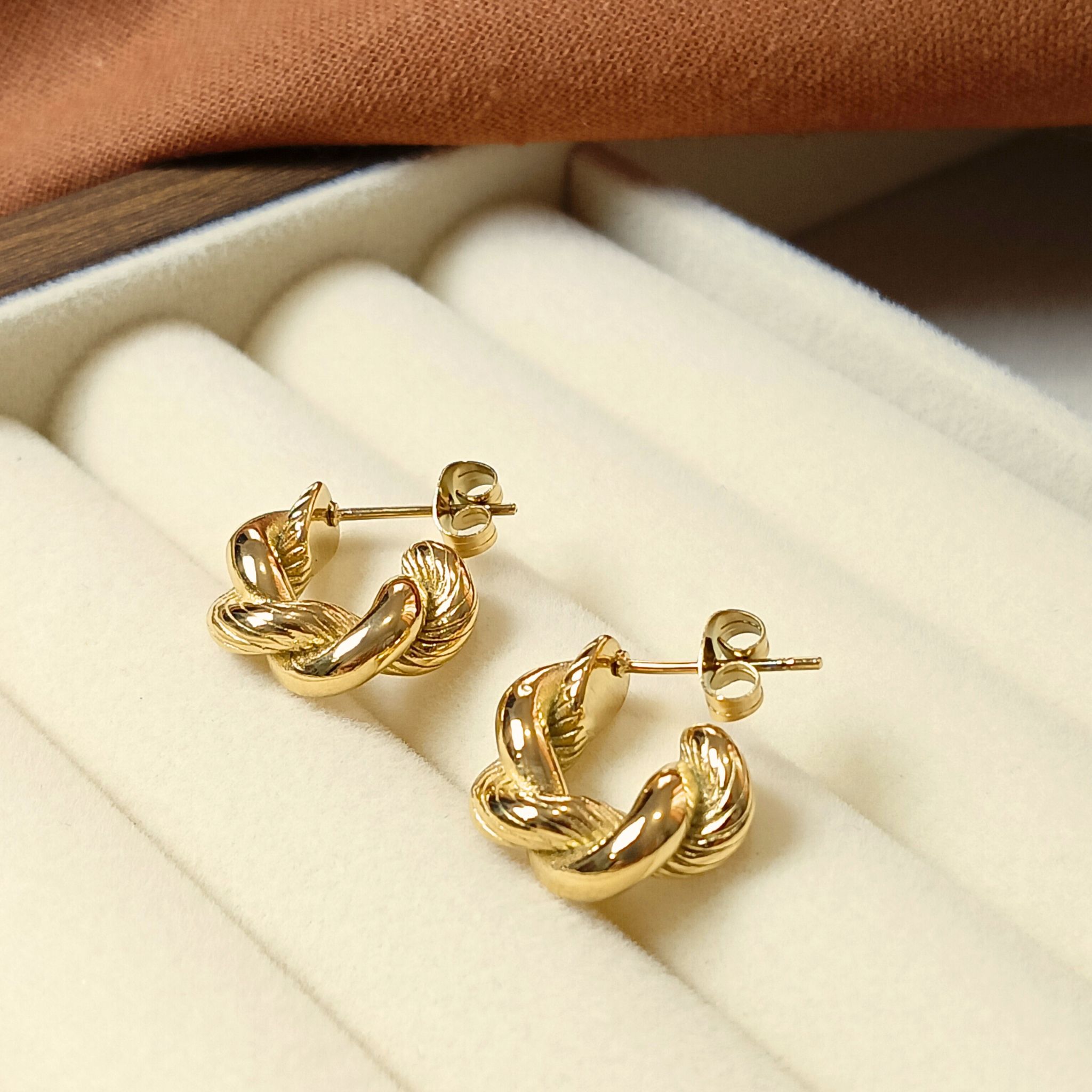 Gold Twisted Hoop Earrings