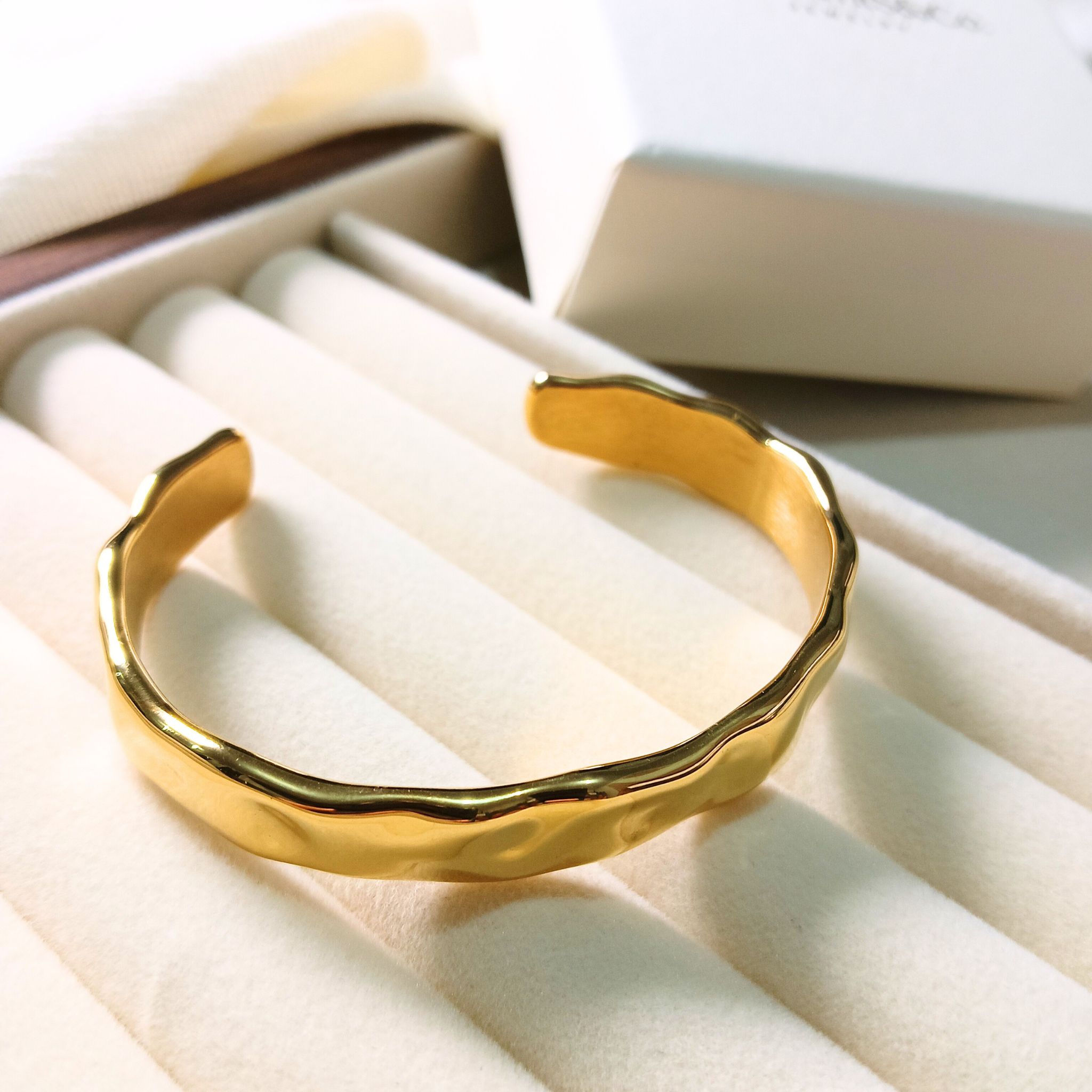 Gold Plated Textured Cuff Bracelet