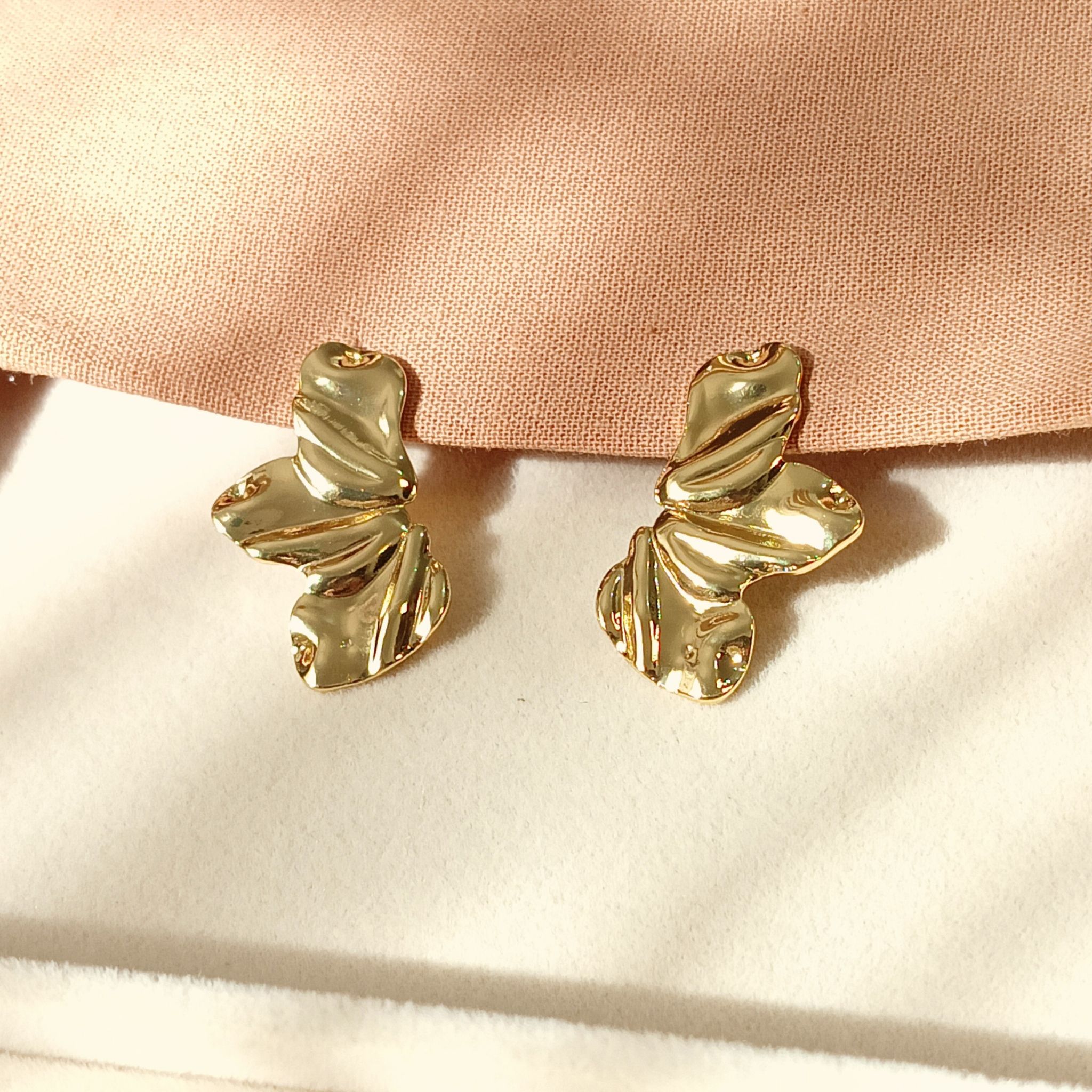 Gold Abstract Floral Statement Earrings