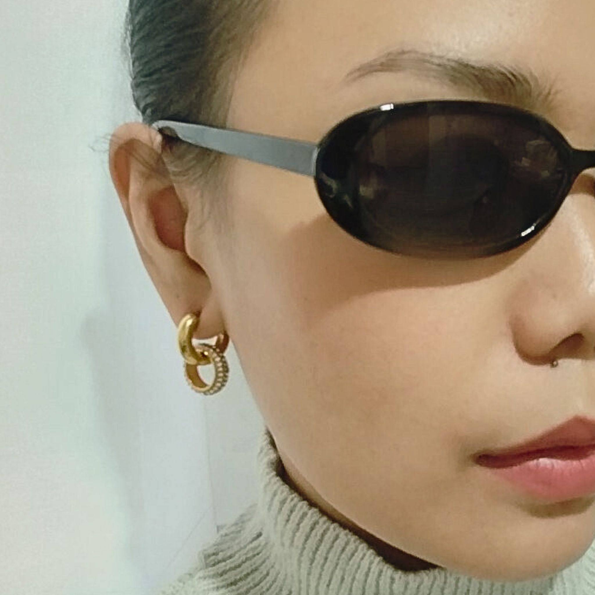 Gold Interlocking Hoop Earrings