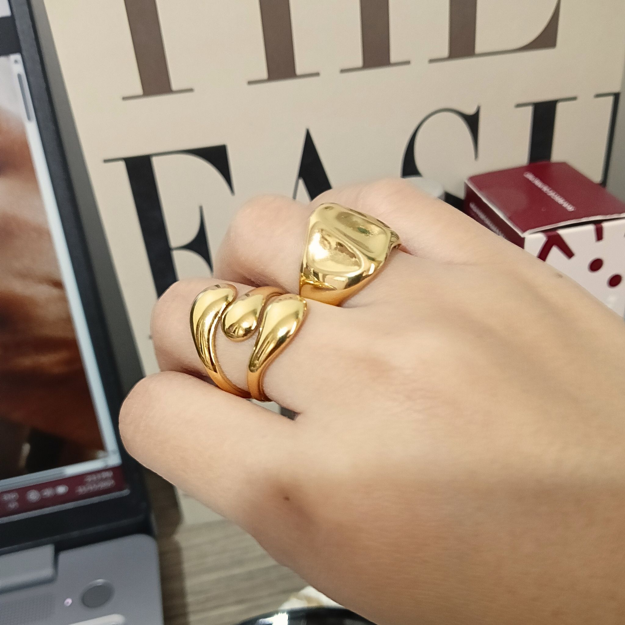 3 Drop Elegant 18K Gold Plated Statement Ring