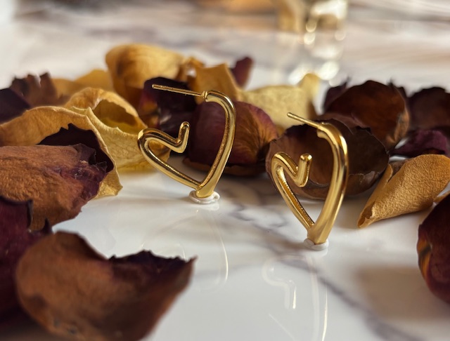 Boucles d'oreilles cœur dorées