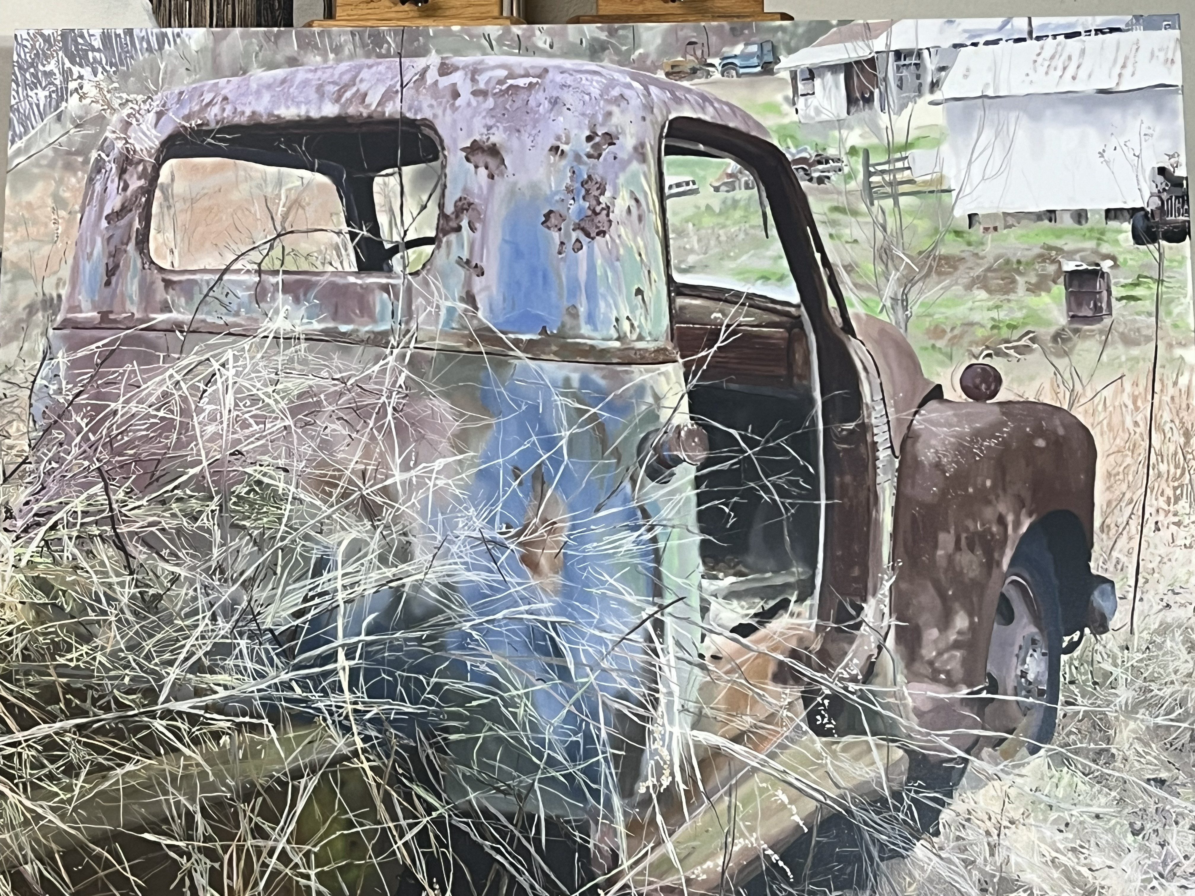 Vintage Abandoned Truck Painting