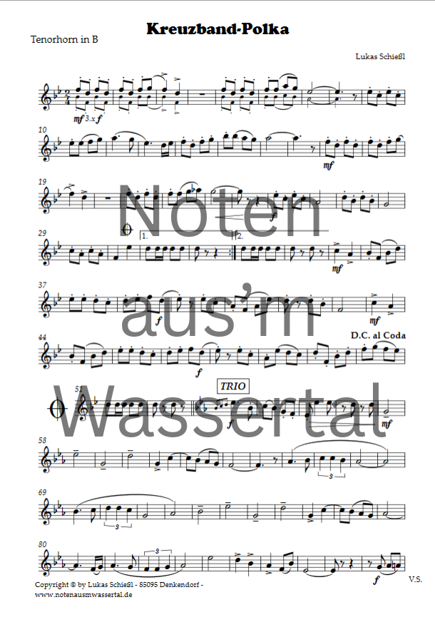 Kreuzband-Polka - Download Blasorchester-Besetzung