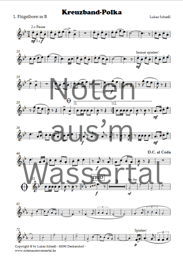 Kreuzband-Polka - Download Blasorchester-Besetzung