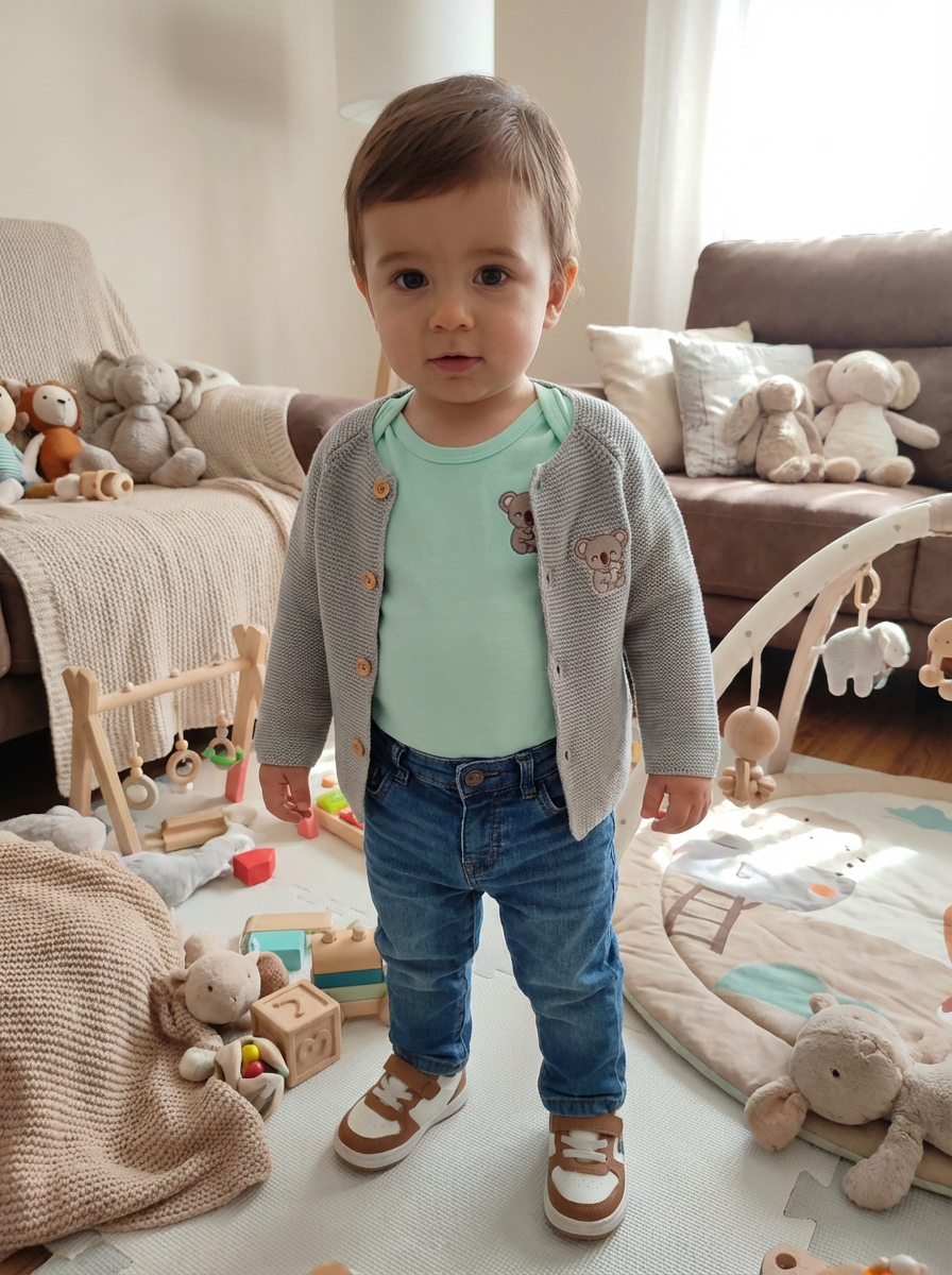 🌸 Ensemble Cardigan + Body Assorti - 100% Coton Naturel