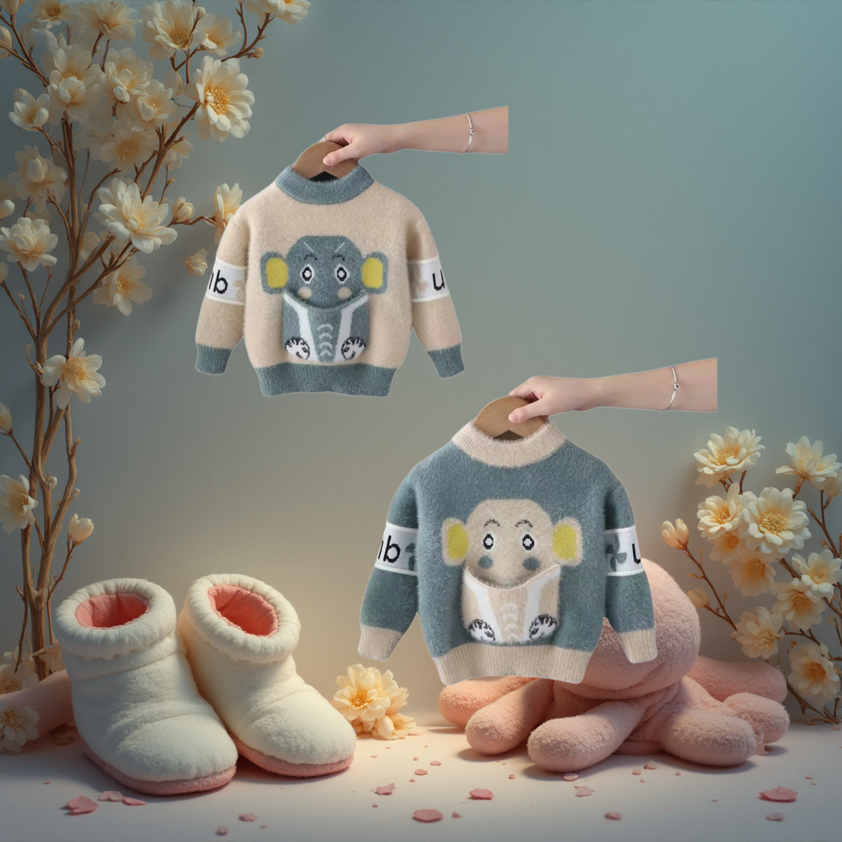 Pull Garçon Motif Éléphant - Douceur et Style Kawaii