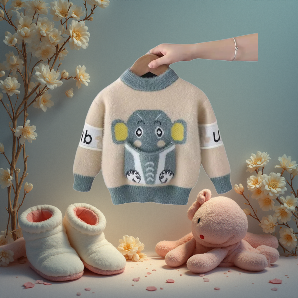 Pull Garçon Motif Éléphant - Douceur et Style Kawaii