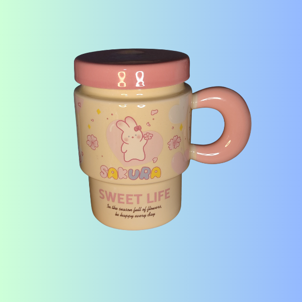 Mug Happy Birthday Kawaii en Céramique avec Cuillère