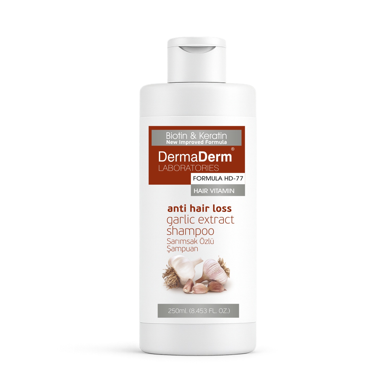 Dermaderm Keratin ve Biotin İçeren Saç Dökülmesine Karşı Sarımsak Şampuanı 250 Ml