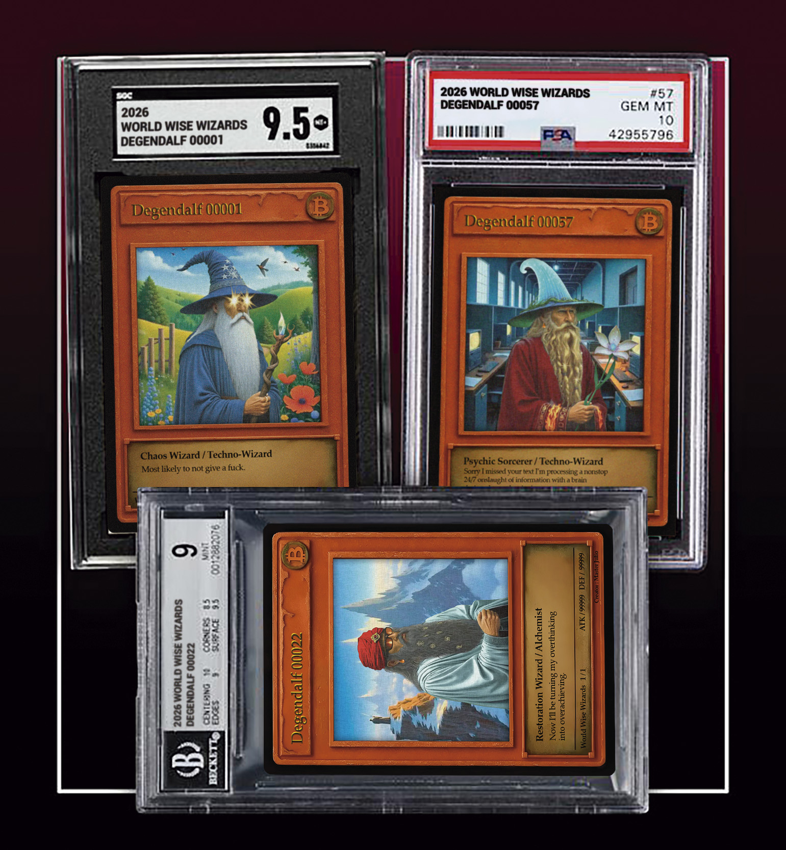  Pack x5 ₿ Wizard Collectible Cards