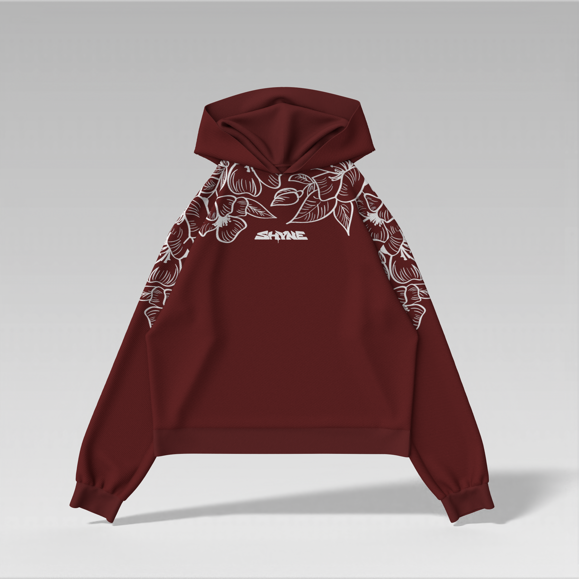 Burgundy Floral Hoodie