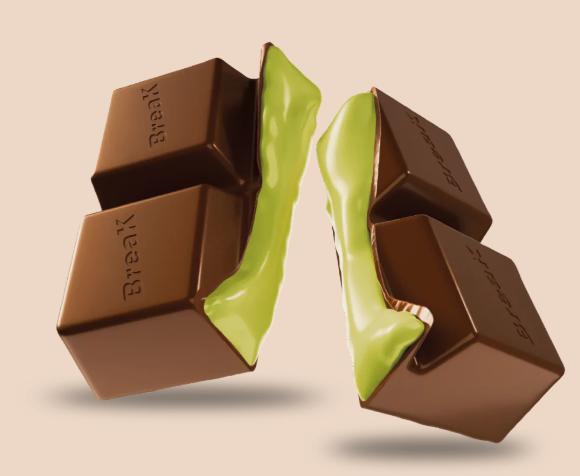 Chocolate bar with matcha filling