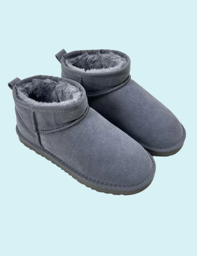 Gray Faux Fur Winter Boots