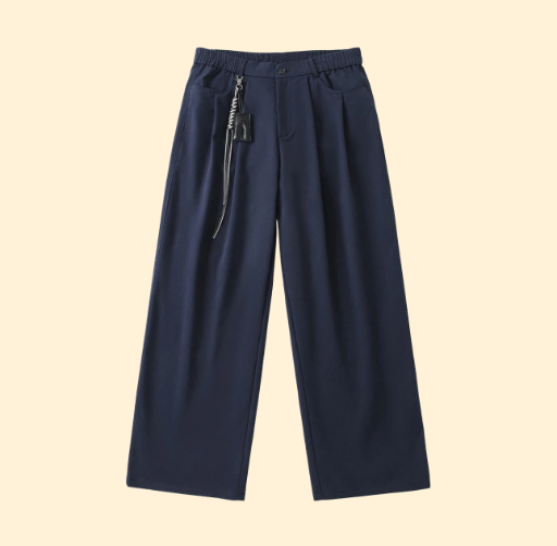 Navy Wide-Leg Trousers