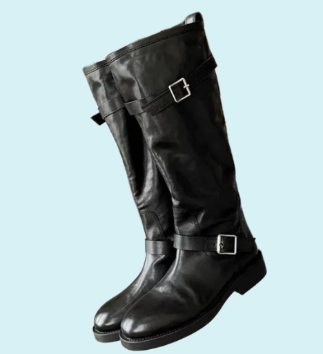 Black Leather Knee-High Boots