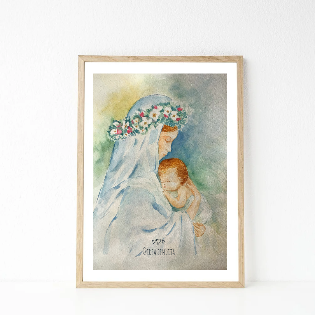 Acuarela Virgen María