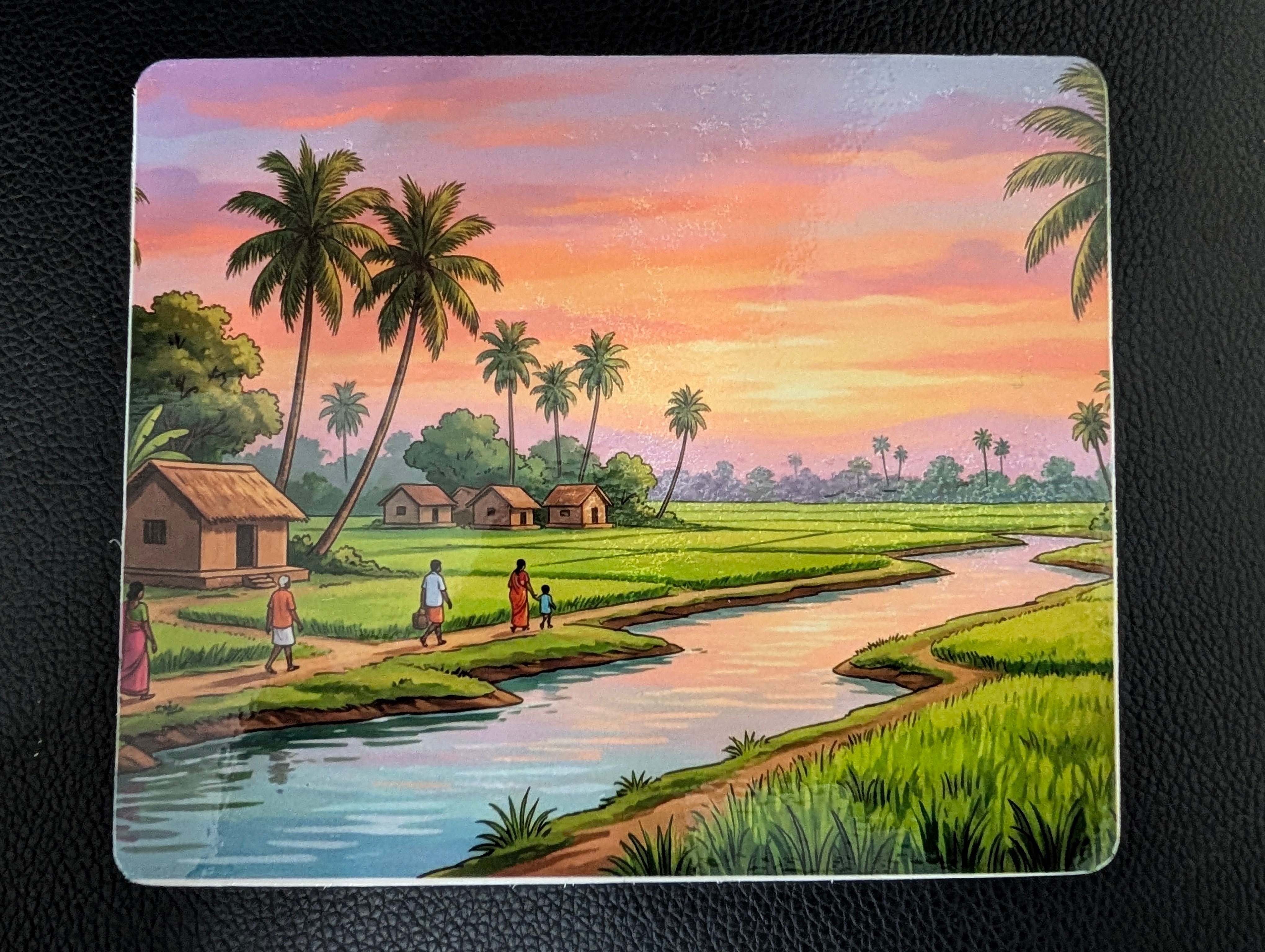 Personalized Wooden Photo Plaque & Wall Decor – Rustic Indian Village Art & Custom Print Options (4 Pack)