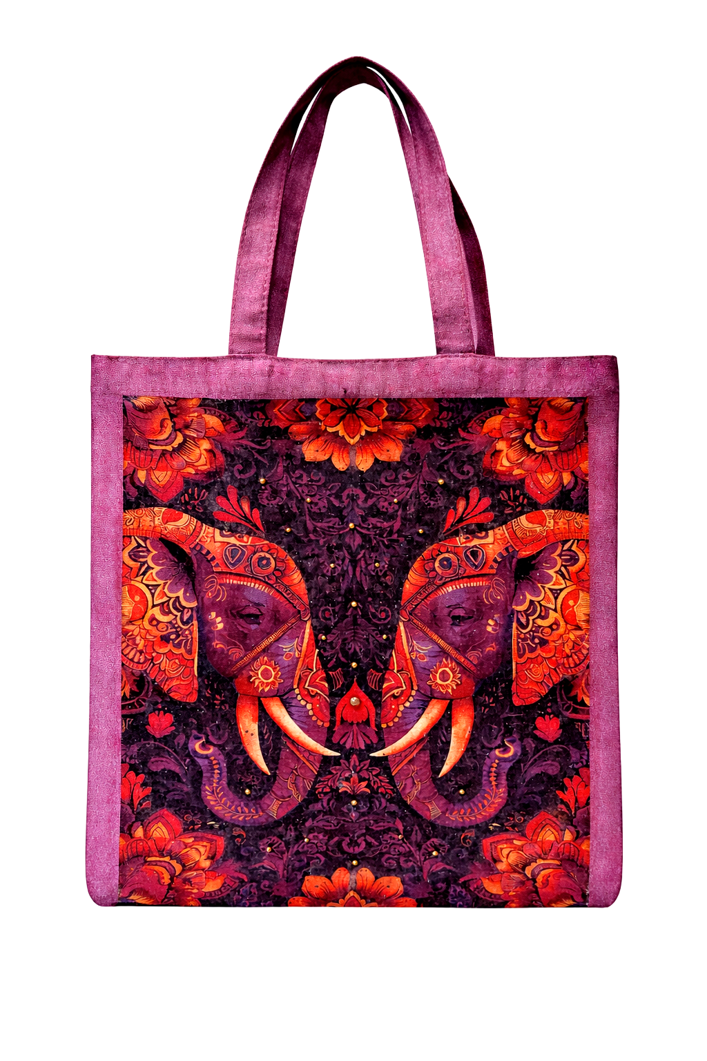 Tote de manta cruda · Elefantes sagrados