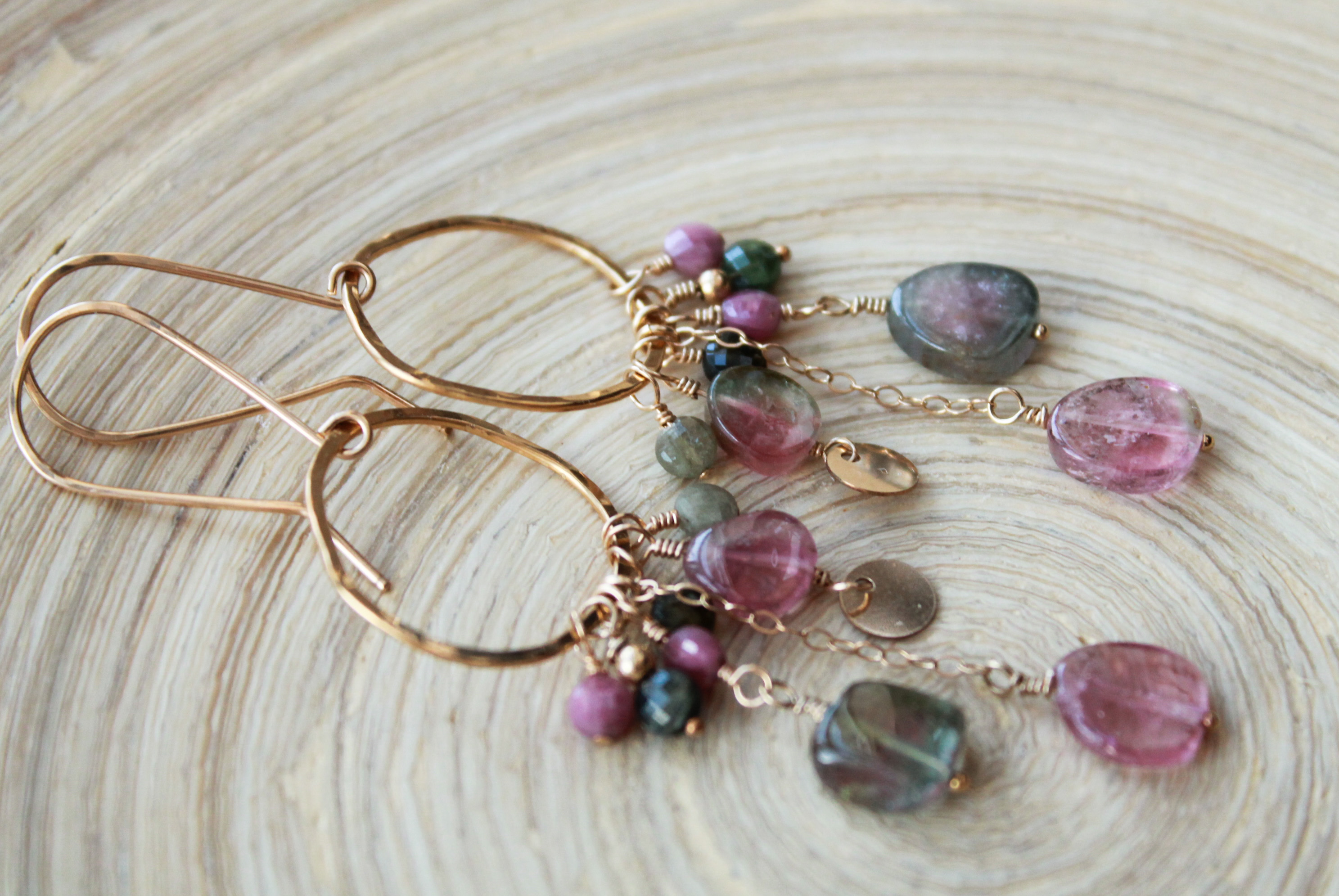 Handmade Gemstone Drop Earrings with Tourmaline