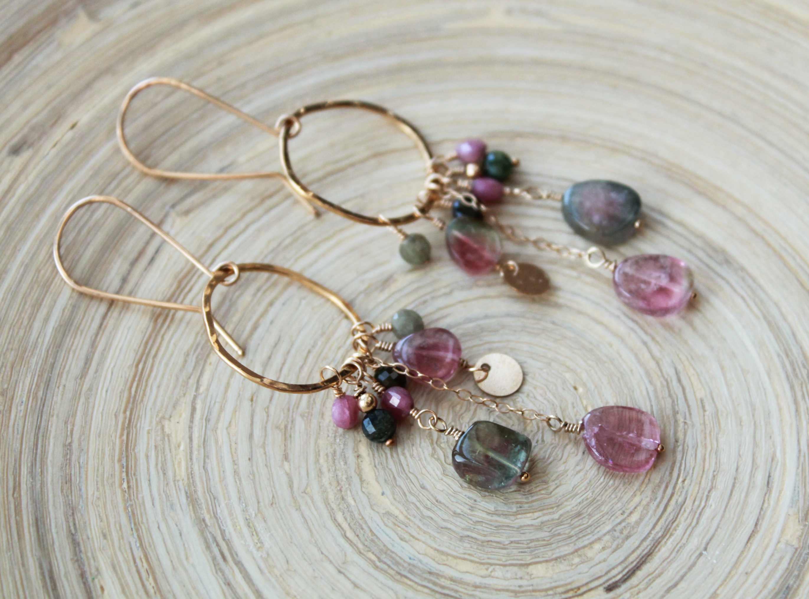 Handmade Gemstone Drop Earrings with Tourmaline