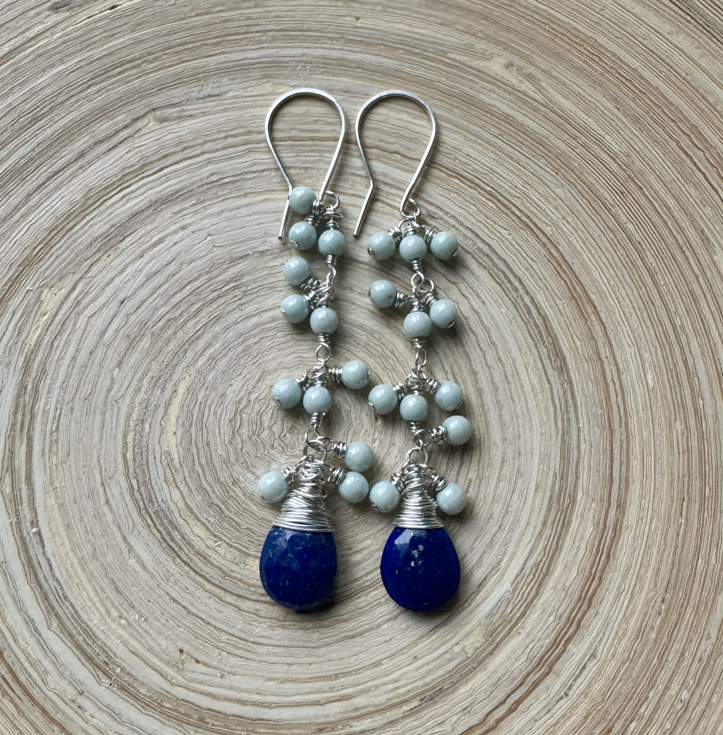  Lapis Lazuli Dangle Earrings in sterling silver