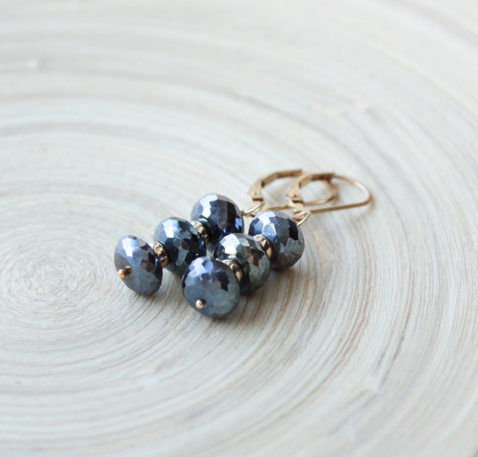 Dark Brown Moonstone Beads Drop Earrings