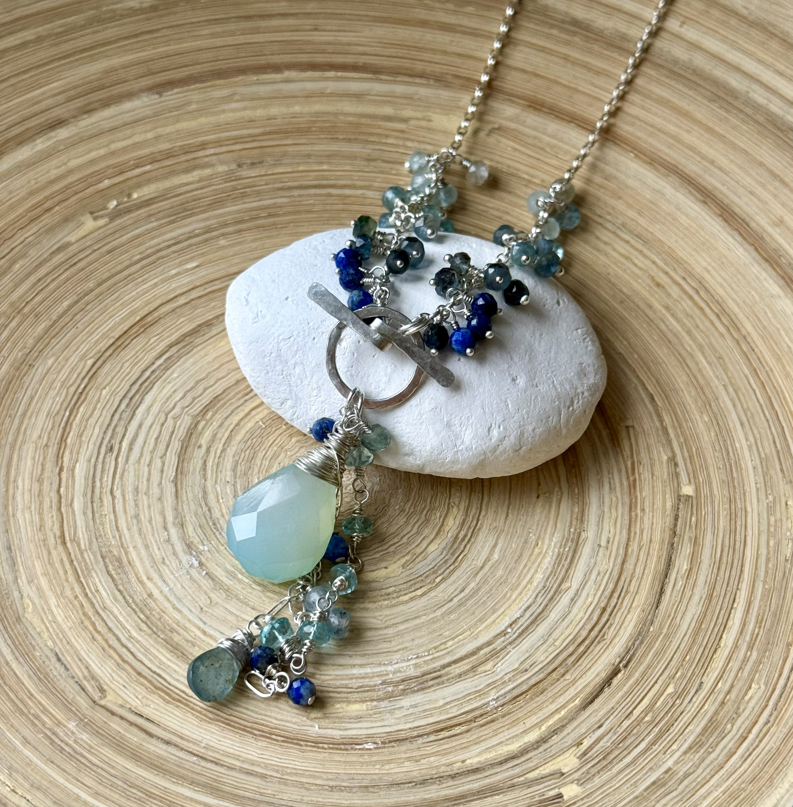 Handcrafted Blue Chalcedony Gemstone Necklace