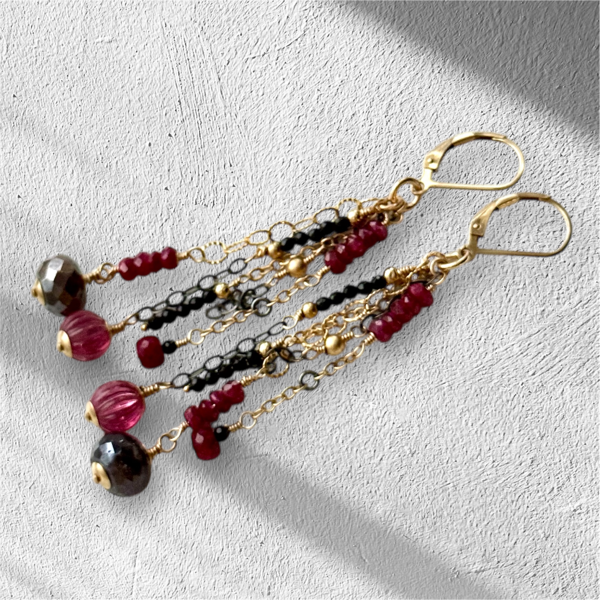 Handcrafted Multi Gemstones  Dangle Earrings