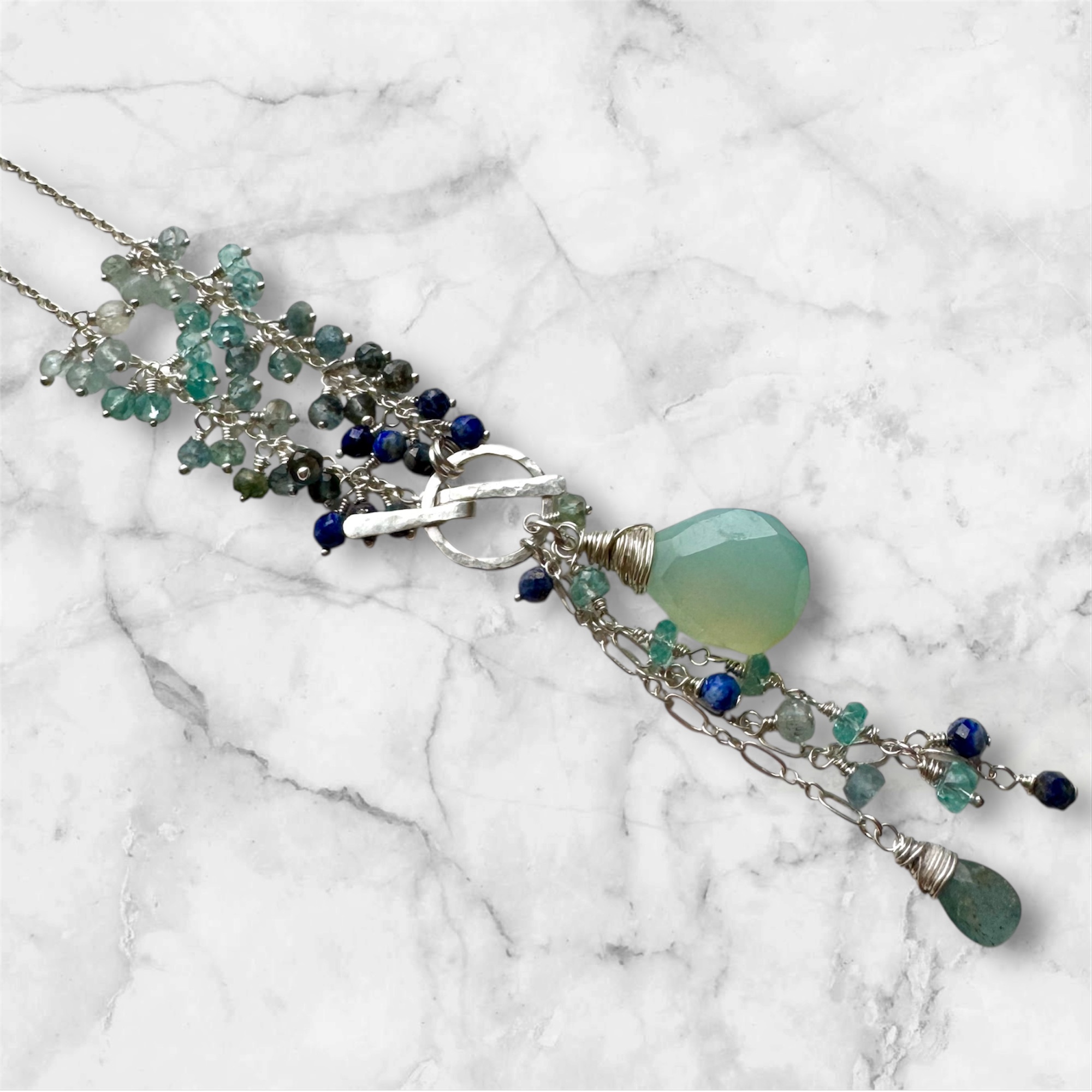 Handcrafted Blue Chalcedony Gemstone Necklace