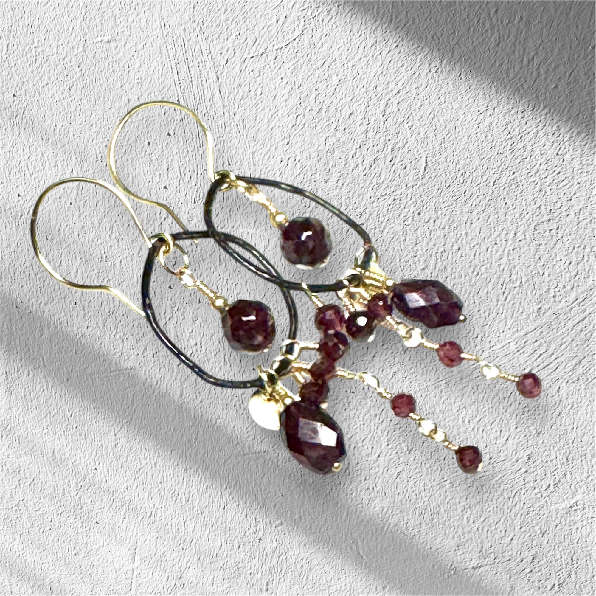 Handcrafted garnet drop earrings