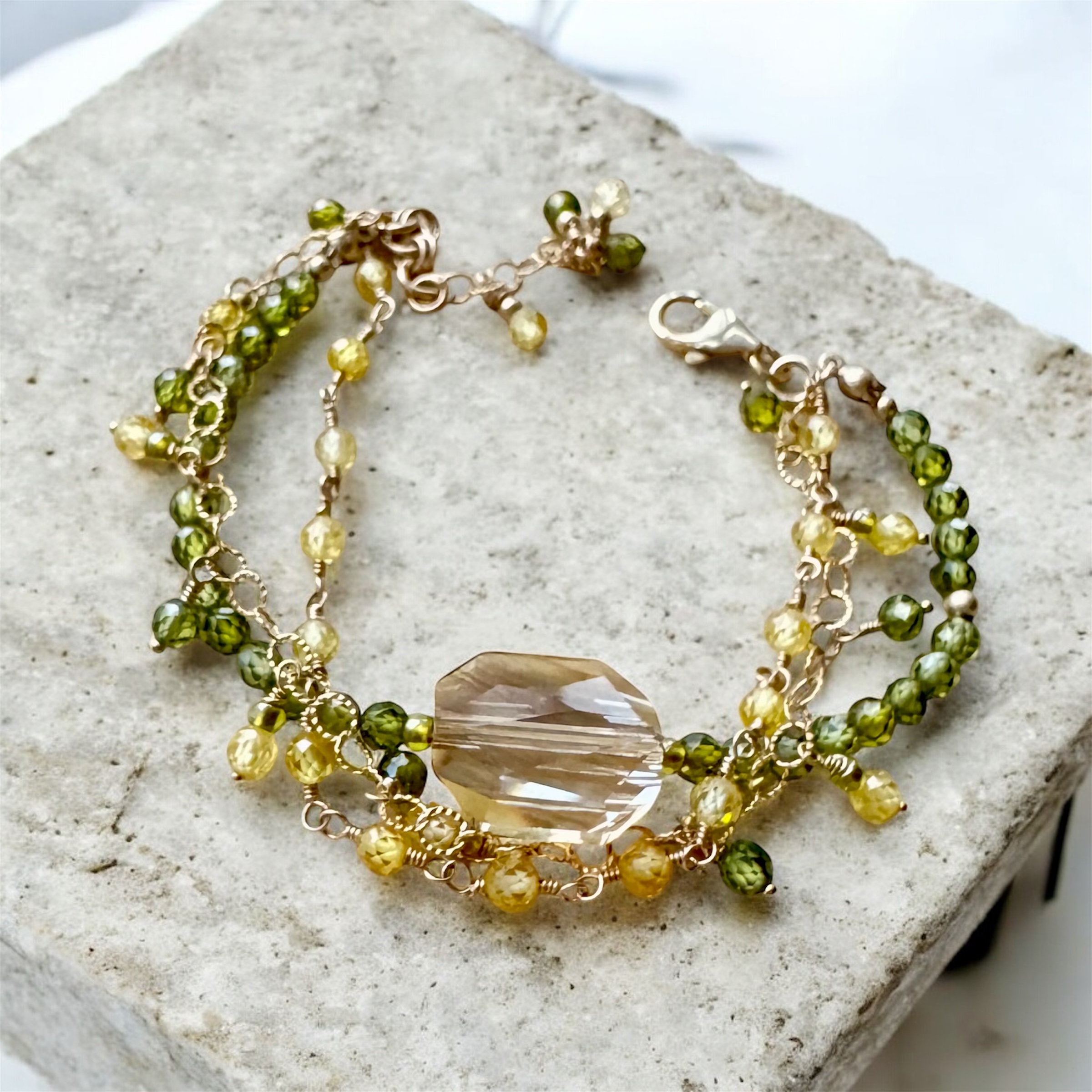 Handcrafted Crystal Bracelet in Gold filled
