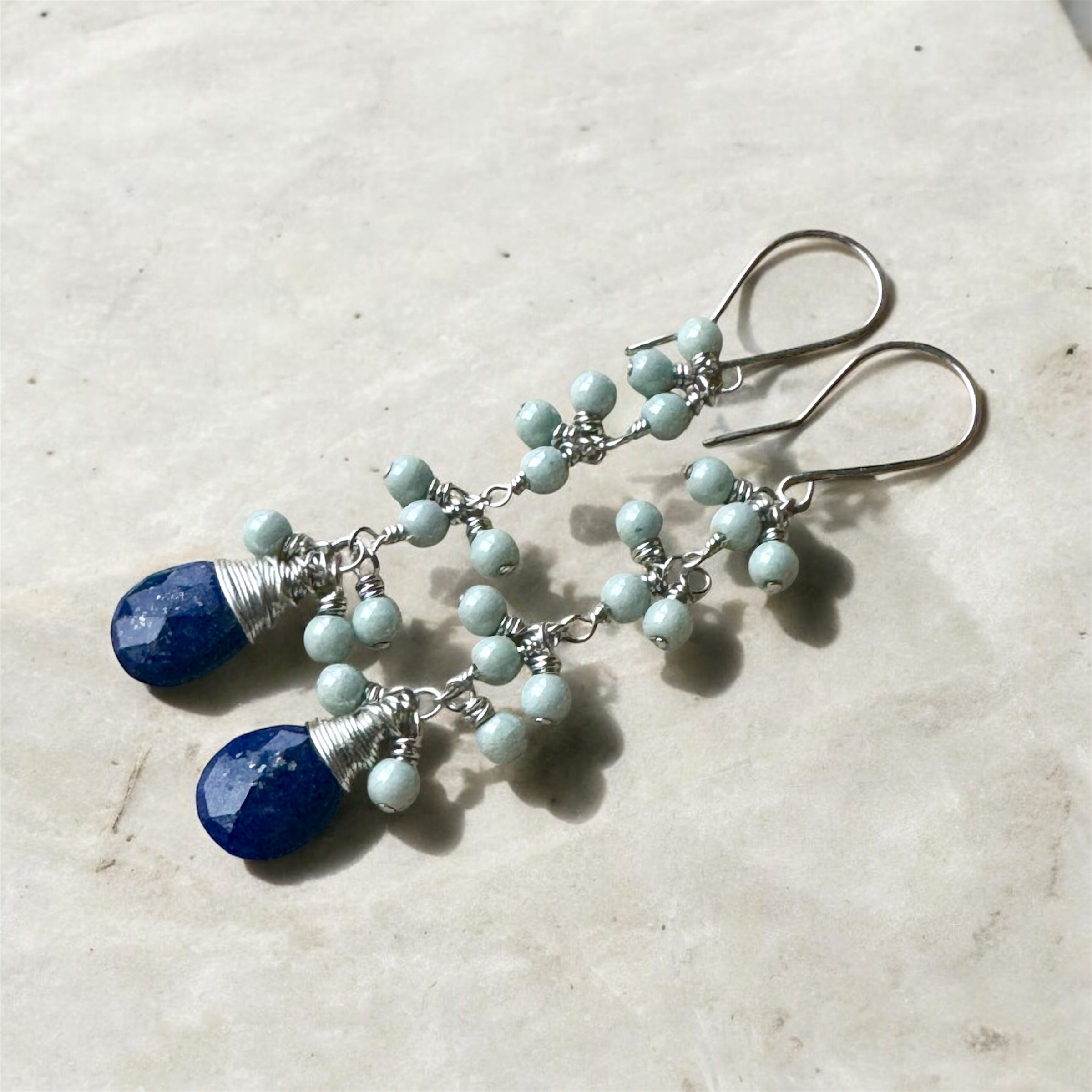  Lapis Lazuli Dangle Earrings in sterling silver