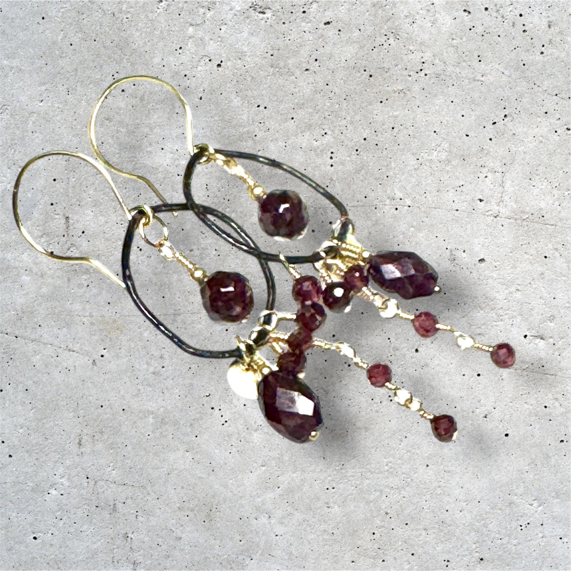 Handcrafted garnet drop earrings