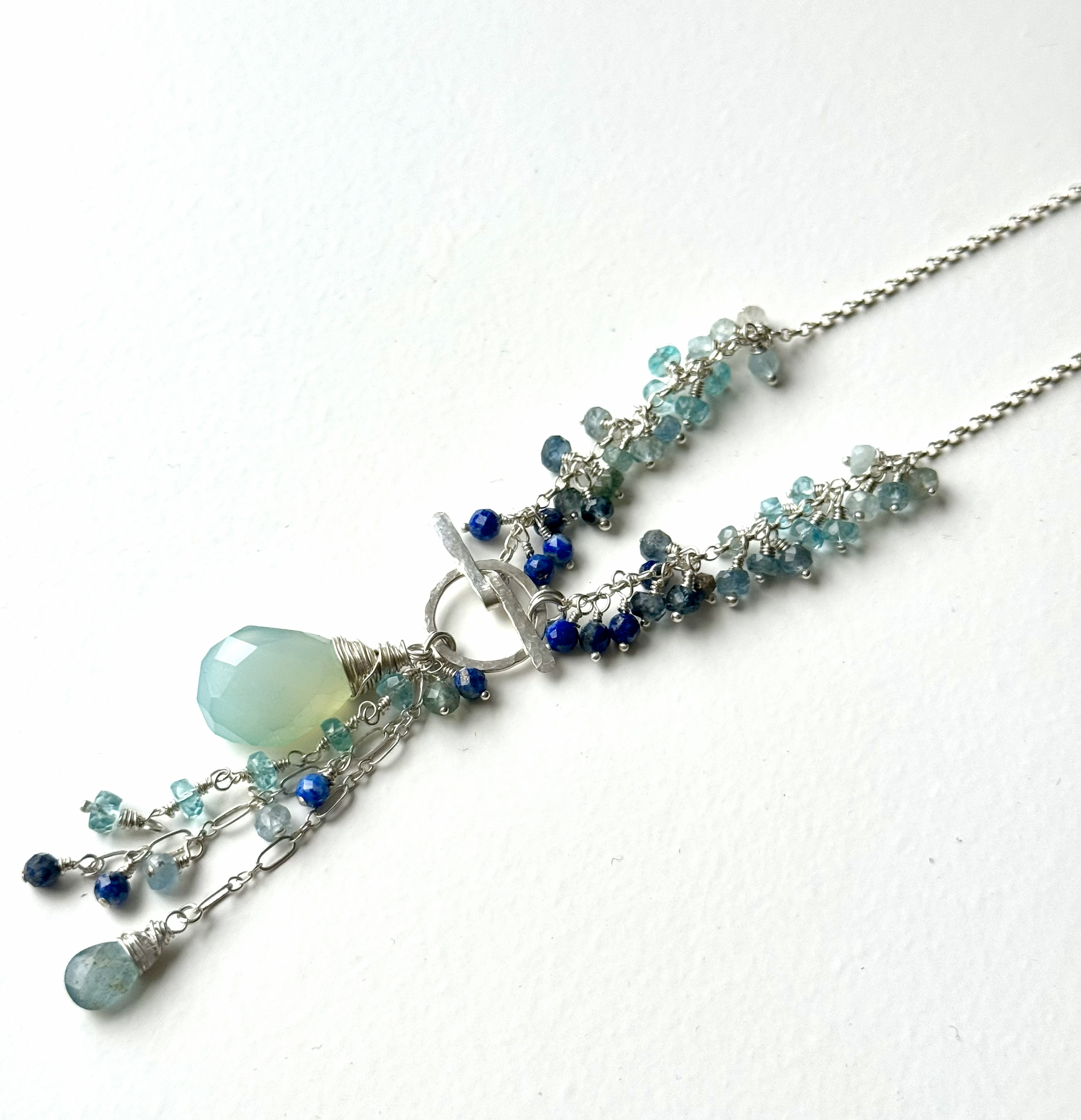 Handcrafted Blue Chalcedony Gemstone Necklace