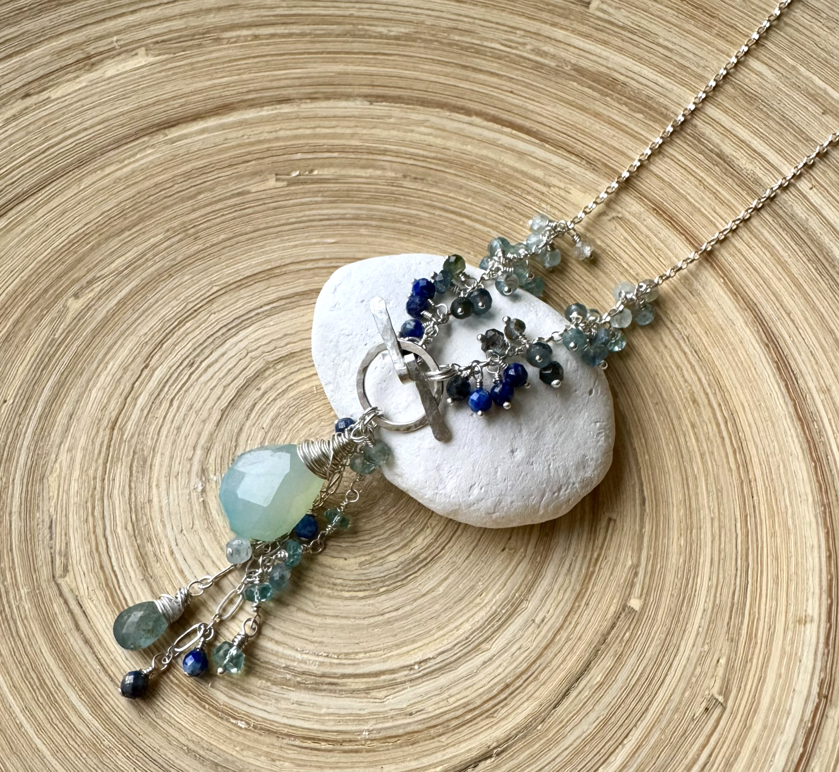 Handcrafted Blue Chalcedony Gemstone Necklace