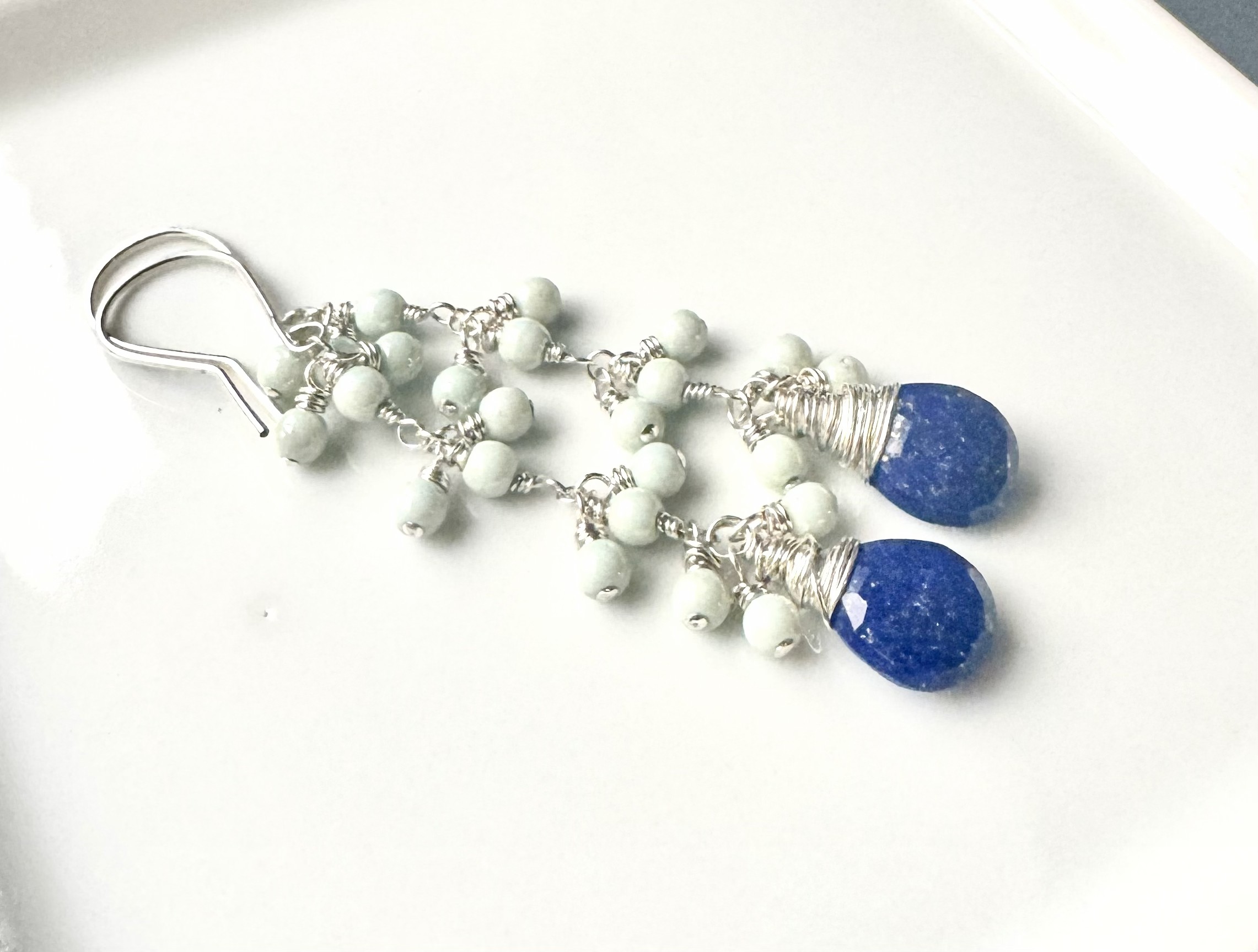  Lapis Lazuli Dangle Earrings in sterling silver