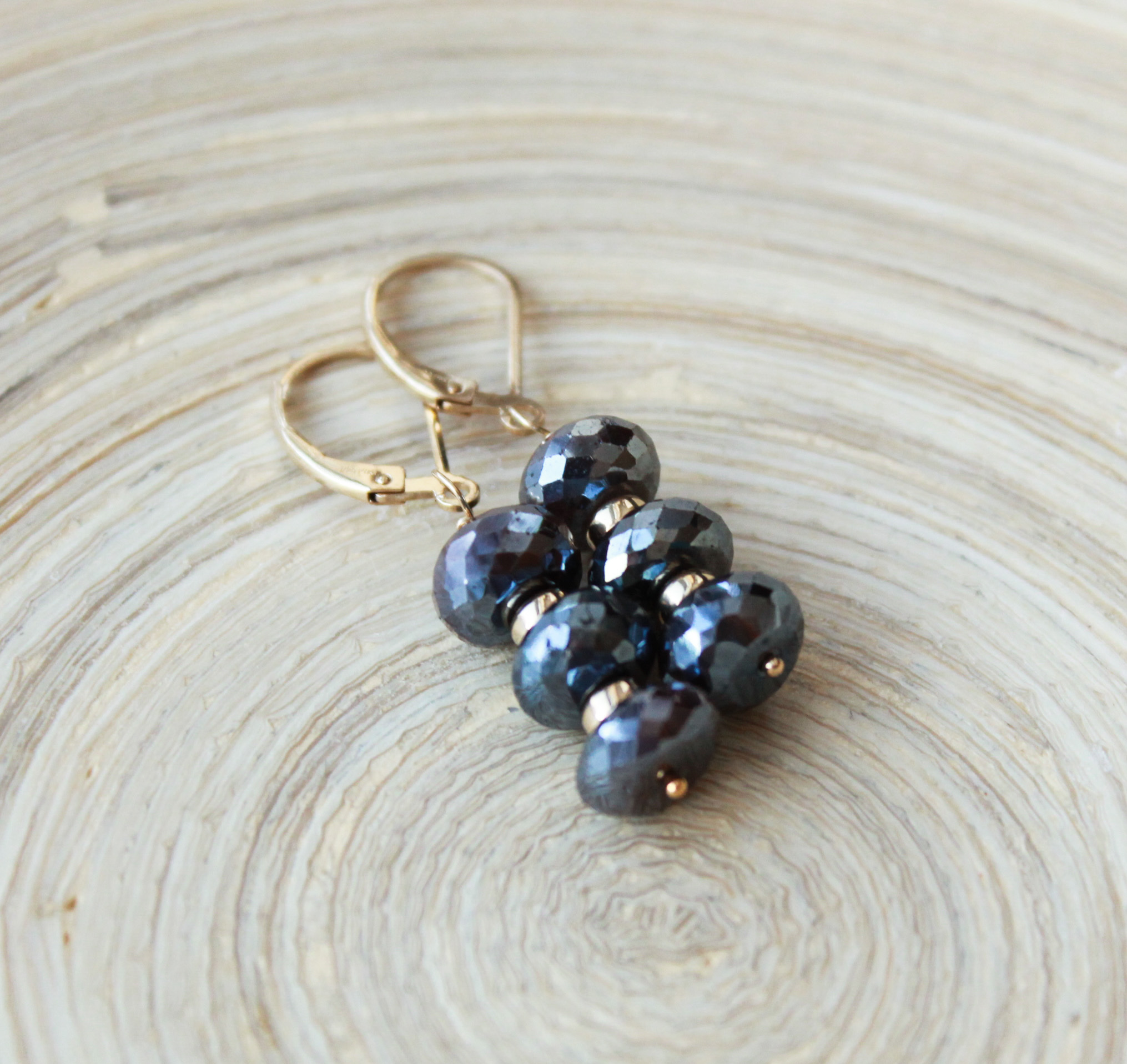 Dark Brown Moonstone Beads Drop Earrings