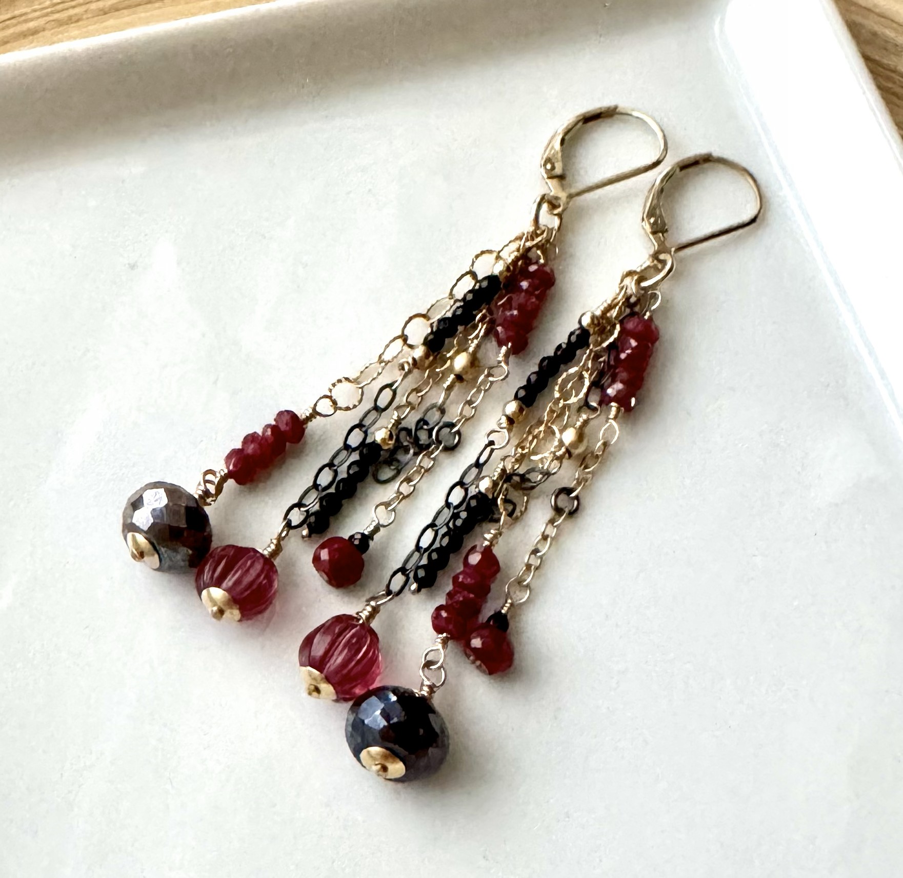Handcrafted Multi Gemstones  Dangle Earrings