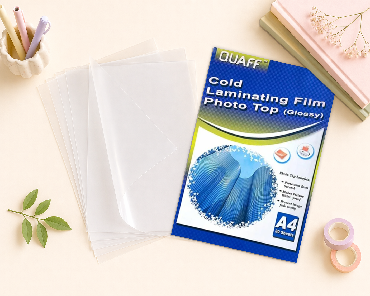 QUAFF Glossy Photo Top Cold Laminating Film A4